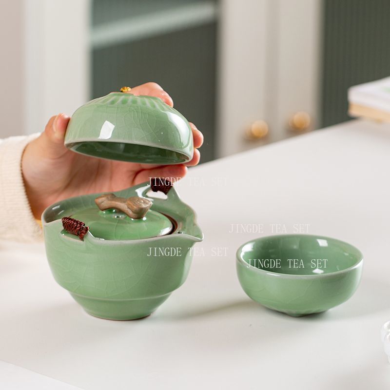 Celadon Ceramic Cup - 셀라돈 크랙글레이즈 여행용 차 세트 1