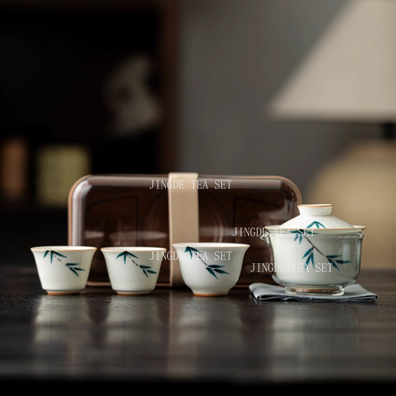 Korean Tea Set - 휴대용 세라믹 차 냄비 및 컵
