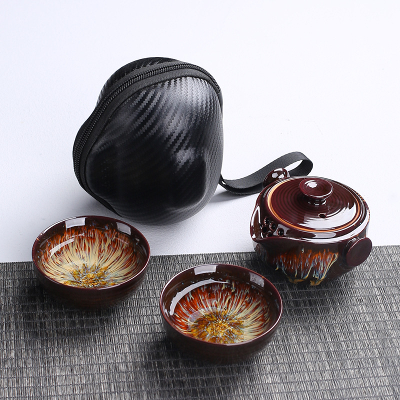 Korean Tea Set - 휴대용 세라믹 주전자 게이완 2 컵