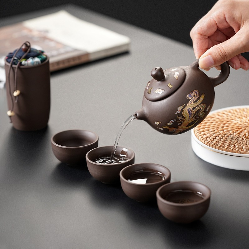 보라색 점토 여행용 차 세트 (주전자 하나, 컵 네 개 - Korean Tea Set 리뷰 및 가격