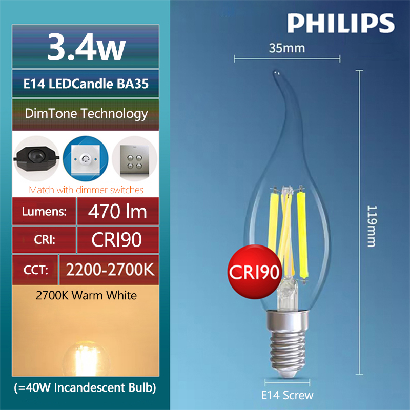 필립스 마스터 LED 촛불 E14 필라멘트 램프 3.4 - Philips Bulb Led Classic 리뷰 및 가격